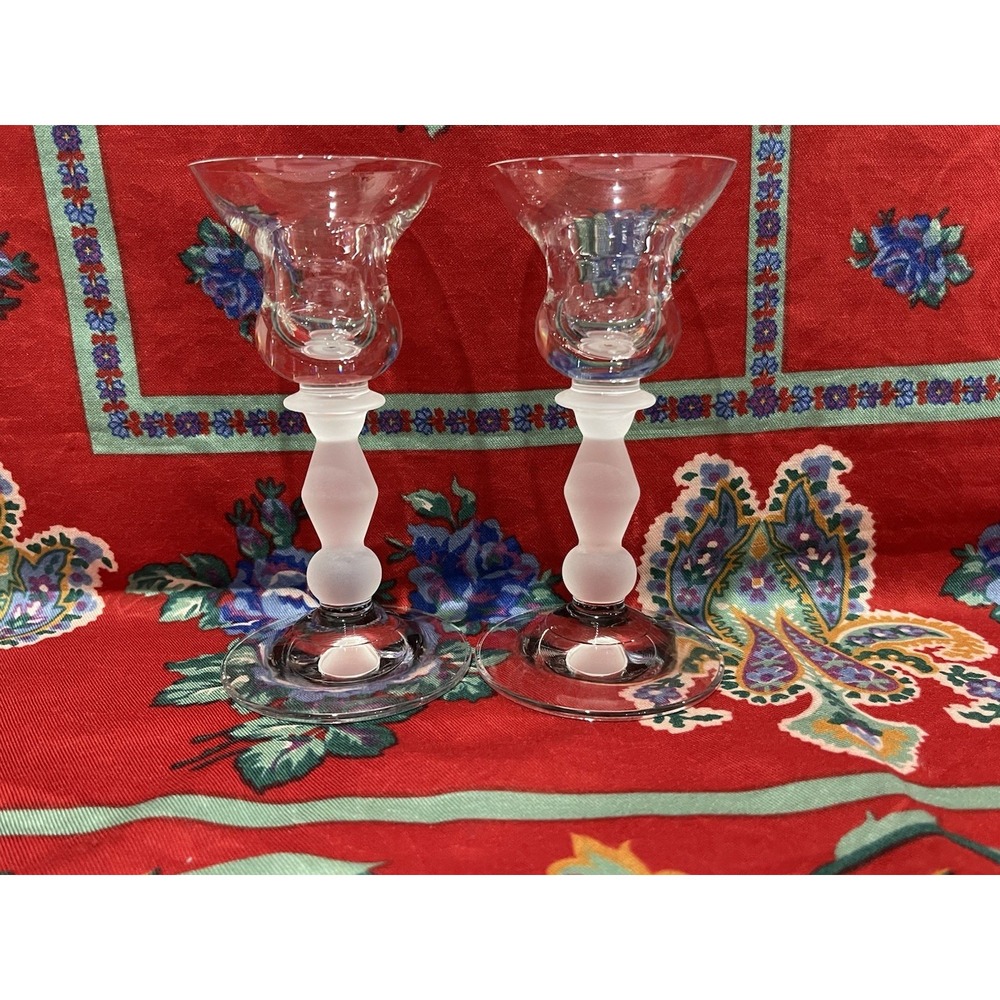 Pair‎ Of Mikasa Kensington 5 1/4" Candlestick Holders Frost New Elegant - Picture 7 of 10